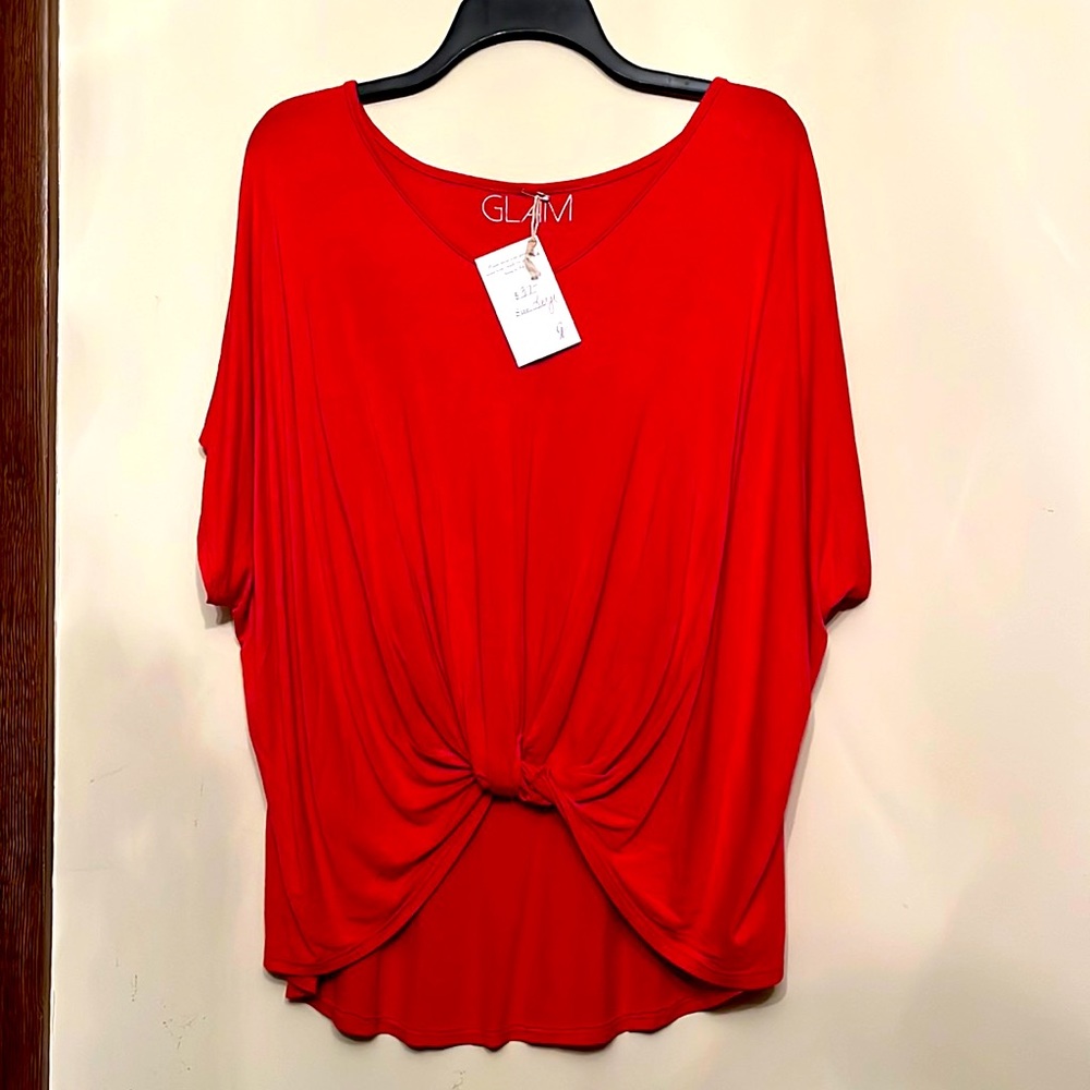 Orange Oversized Top w/ Batwing Sleeve Size L